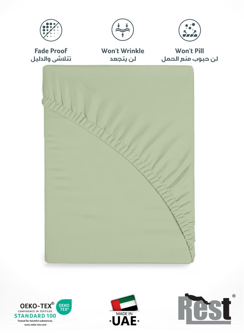 REST Fitted Bedsheet 200x200+30cm Breathable Plush Mint Green Fabric with Deep Pockets Machine Washable for Optimal Protection - Image 4